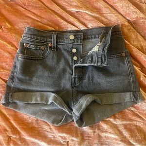 Levi’s black denim shorts with button fly